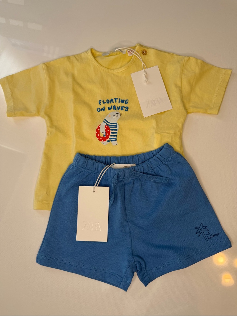 Zara Yellow Tee and Blue Shorts Kids Matching Set
